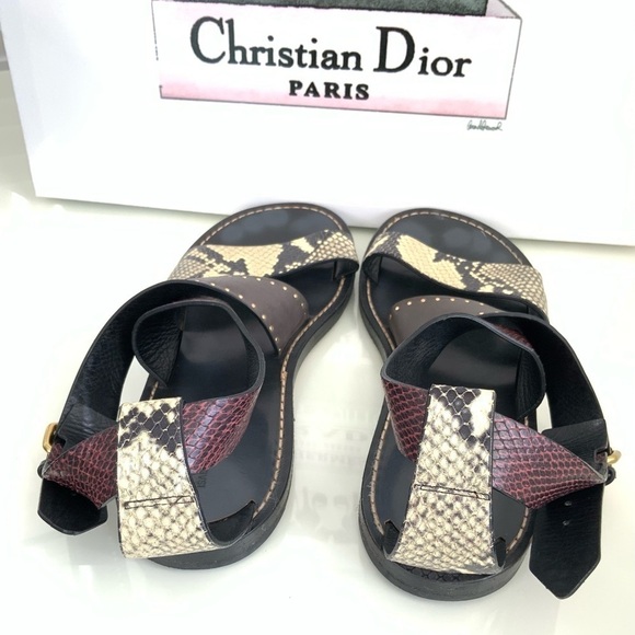 ISABEL MARANT JUZEE FLAT SNAKE-PRINT CRISSCROSS SANDALS - Picture 4 of 6